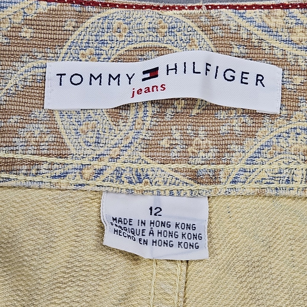 Tommy Hilfiger Womens Size 12 Paisley Jeans Cotton Tan Blue VTG *Hemmed - Picture 4 of 12